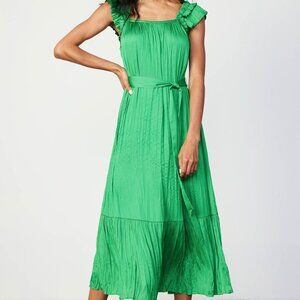 Ruffle Shoulder Midi Dress